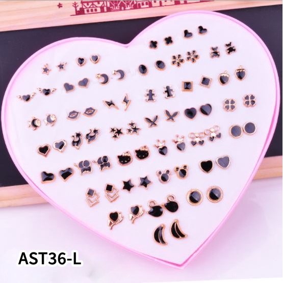 Anting SET 36 Tusuk Berbagai Bentuk Women Earrings Set-L