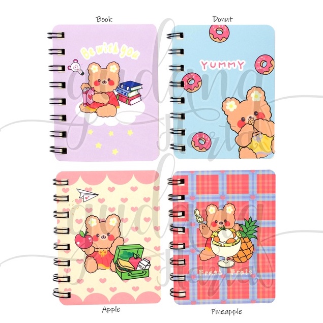 Notebook A7 Spiral Yummy Bear Buku Mini Beruang Makan GH 308514