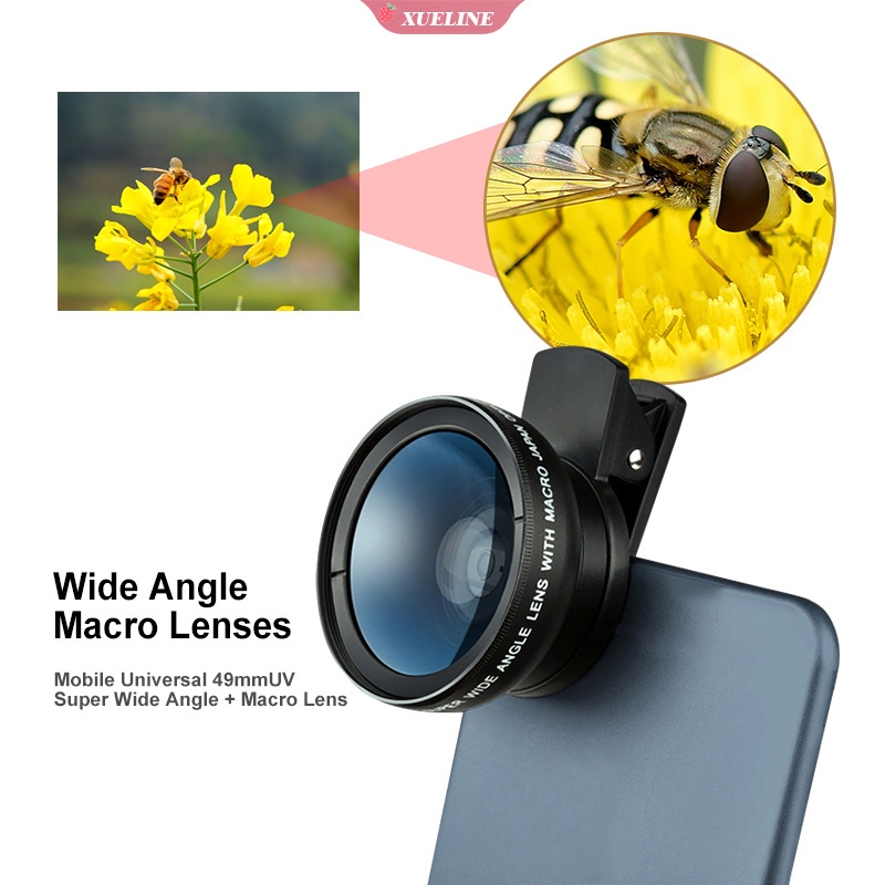 2 in 1 Lensa Wide Angle 0.45X Hd 37mm Universal Dengan Klip Untuk Handphone