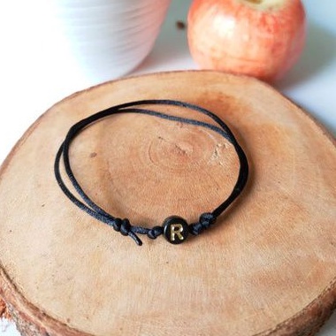 Gelang Inisial Hitam Gold