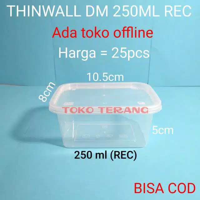 Thinwall Food Container 250ml Kotak/tempat Penyimpanan Makanan/cup Salad/cup Puding/tempat Slime