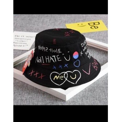 bucket hat korea|aksesoris fashion wanita&pria|Topi sablon Korea|Bucket pantai bergaya