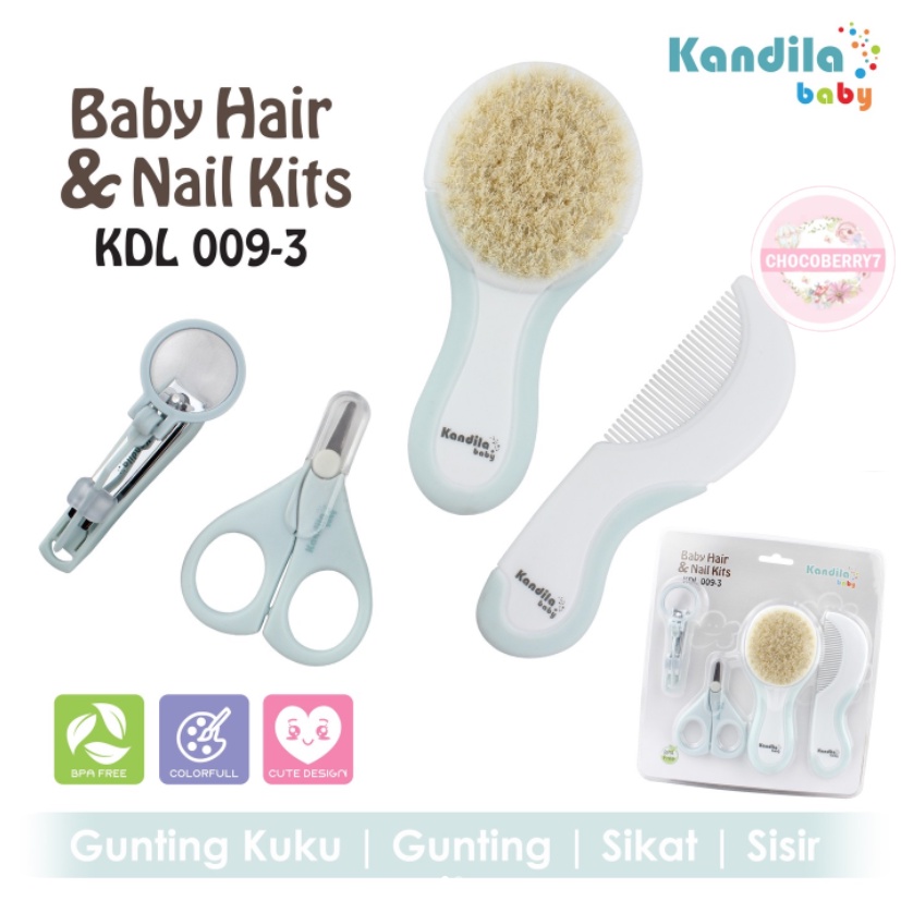 Kandila Baby Hair &amp; Nail Kit Set Sikat Sisir Rambut Bayi Gunting Kuku