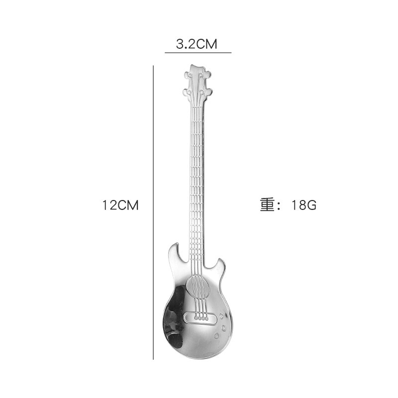 1pc Sendok Aduk Kopi Bentuk Gitar Bahan Stainless Steel Untuk Perlengkapan Pesta