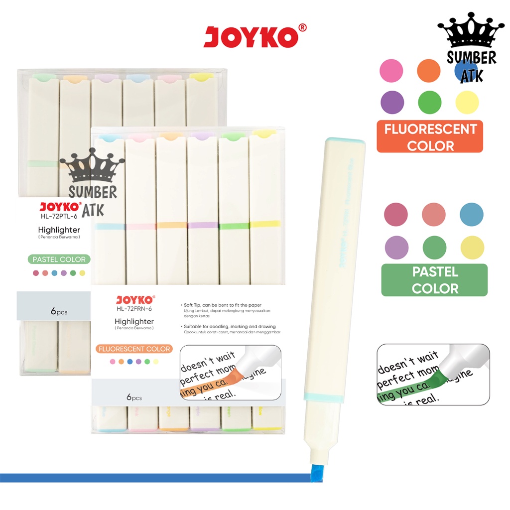 

Penanda Berwarna Highlighter Joyko HL-72FRN ~ 72PTL 6 Warna