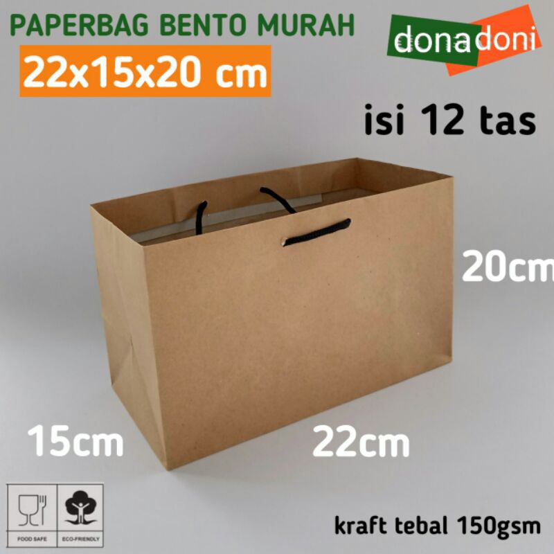 

isi 12 paperbag murah 22x15x20 kantong tas kertas polos paper bag coklat gift box shopping bag