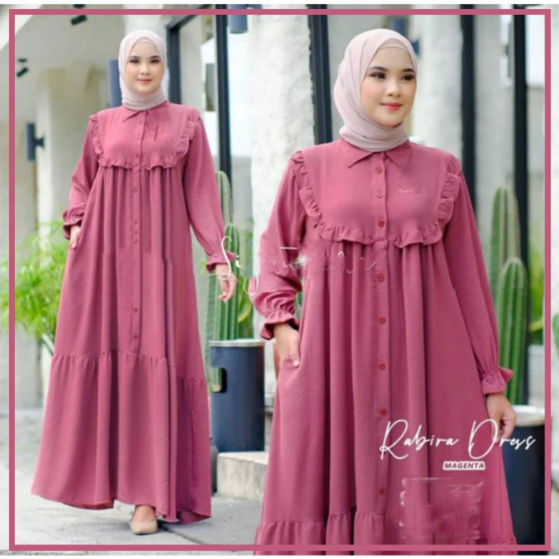 Rabira Dress Gamis Maxy Polos Terbaru 2022 Bahan Crinkle Premium