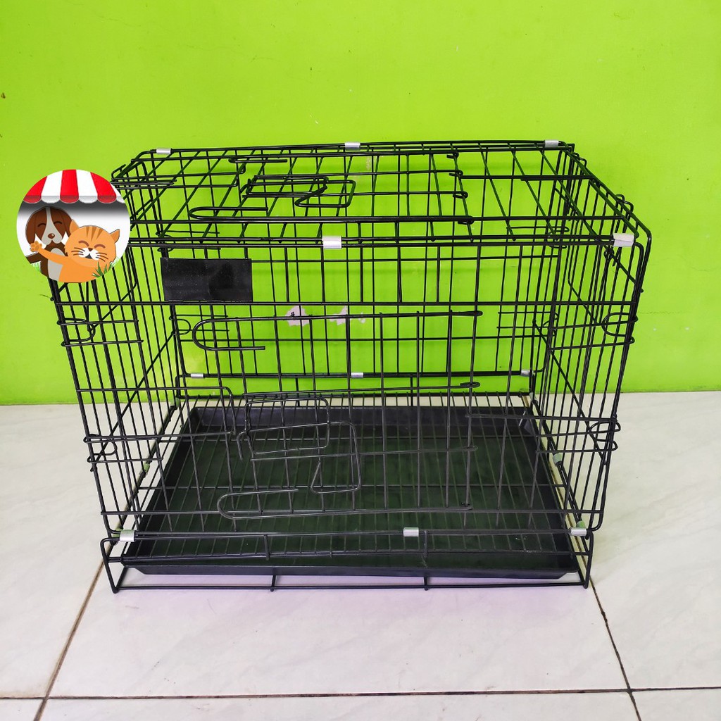 Kandang Kucing Anjing Kelinci 45cm 2 pintu- Kandang Lipat