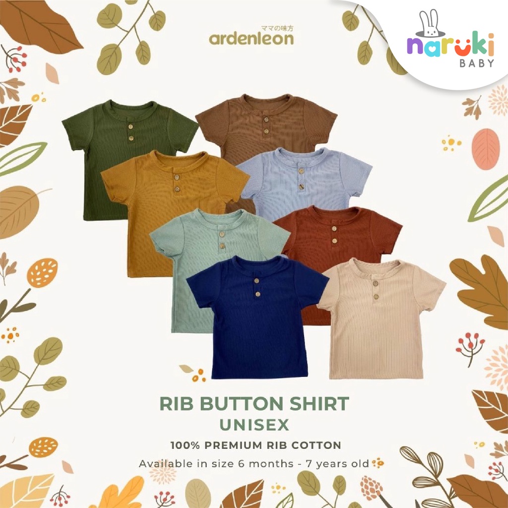 Ardenleon Unisex Rib Button Shirt Kids 3L/4L/5L (4-7yrs) Arden Leon Baju Atasan Anak