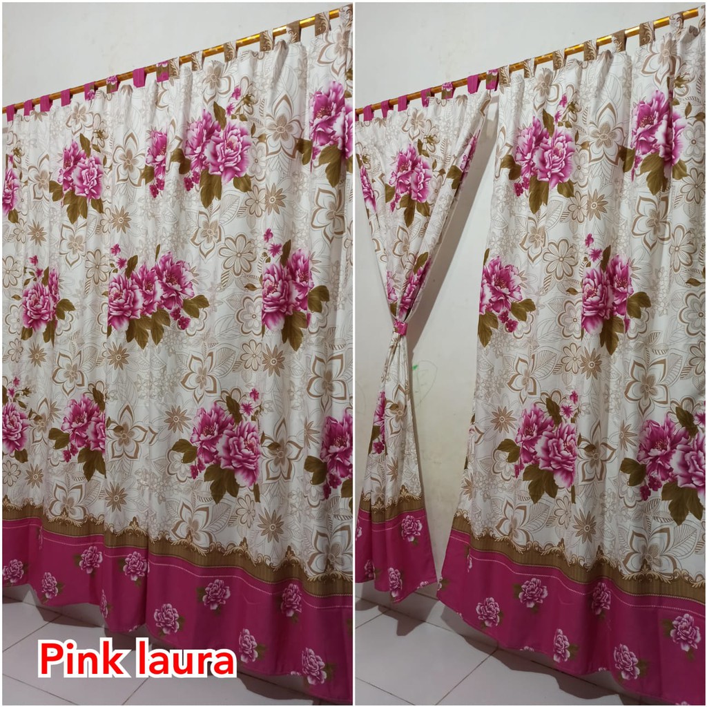 gorden JENDELA pintu hordeng TALI PINK LAURA gorden katun halus