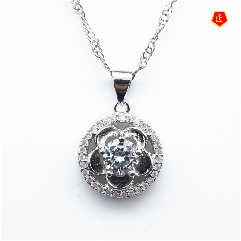 [Ready Stock]Zircon Flower Pendant Simple All-Match Special-Interest Design