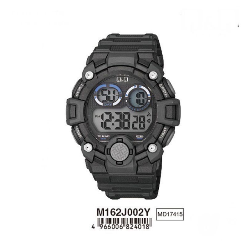 0Q&amp;Q QQ QnQ Jam Tangan Sport Digital Pria Fashion Rubber Band Karet - M162 M 162 M162J ORIGINAL Water Resist 10 BAR