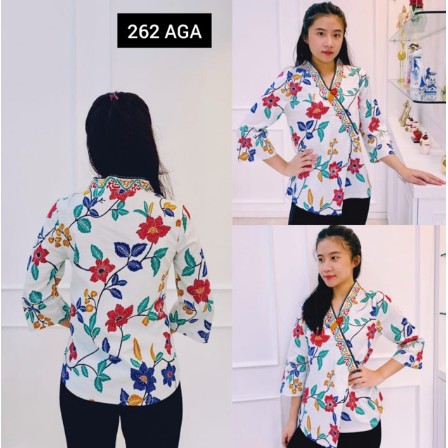WELVA - Atasan Batik Kimono Blouse Batik Wanita Untuk Kerja Kimono Murah