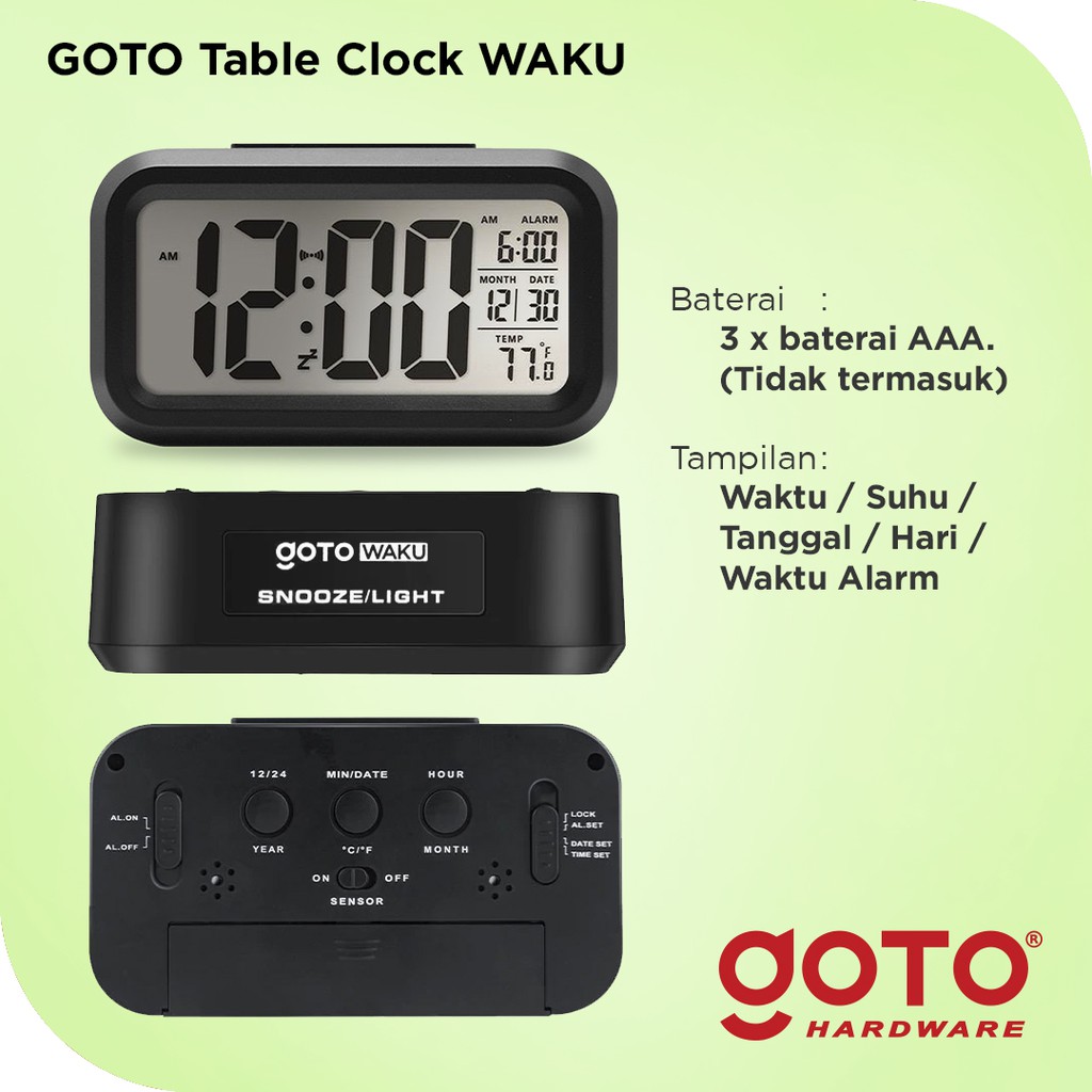 Goto Waku Table Clock LED Jam Meja Digital Smart Alarm