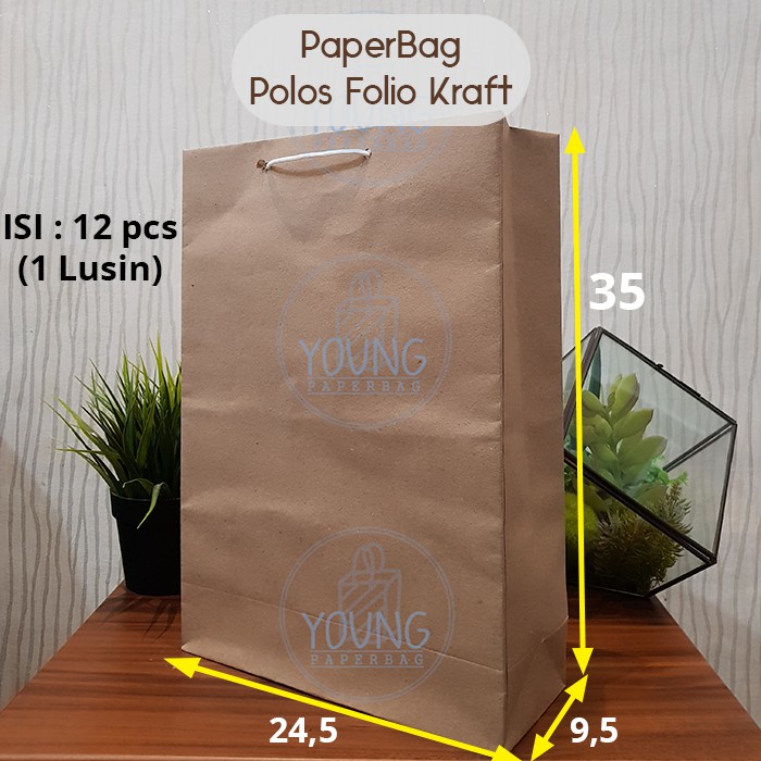 

Paper Bag / Tas Kertas Folio Polos Uk.24,5x9,5x35 (1 lusin (12pcs))