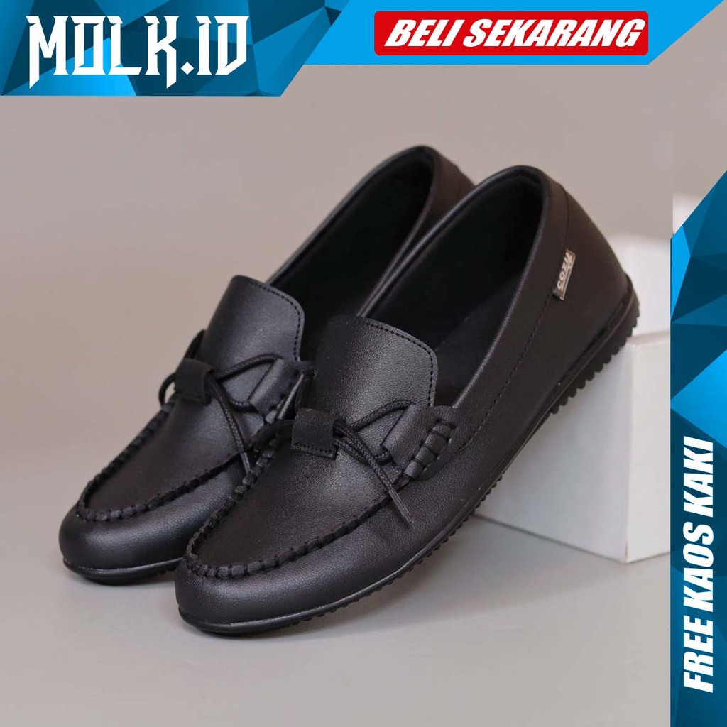 MOLK|Sepatu Slip On Pria Pantofel Hitam Kerja Kantor Semi Formal Sepatu Casual Selop Slop Cowok Original