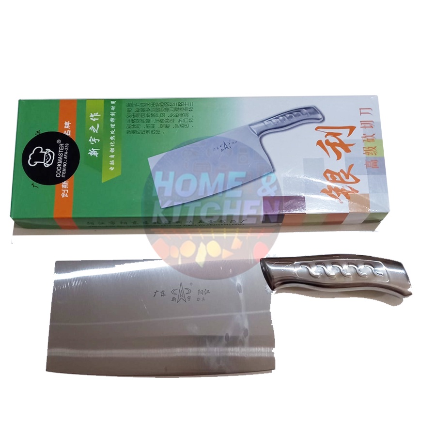 Golok Full Stainless 8 inch Pisau Dapur Pemotong Daging Chop Knife Cookmaster