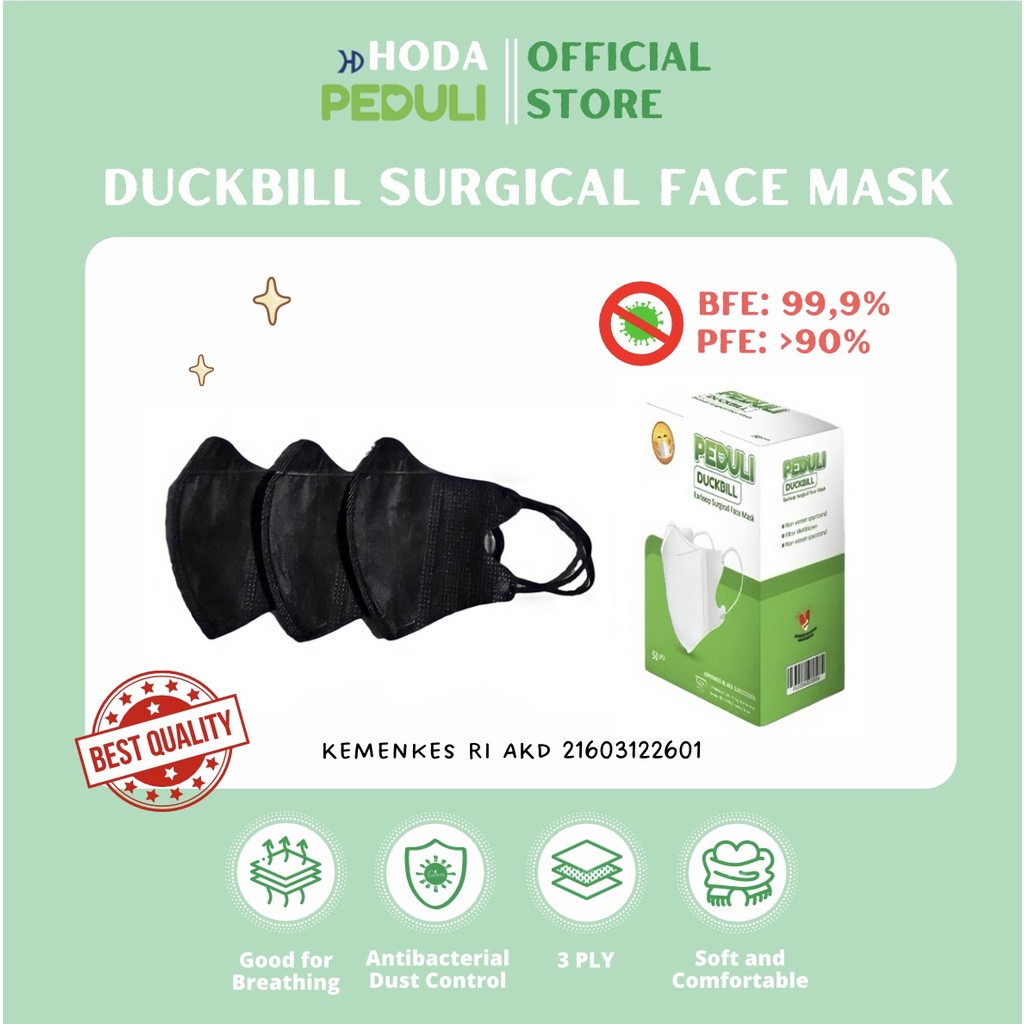 Masker Duckbill PEDULI 3Ply 20/50 Pcs Face Mask Good Quality