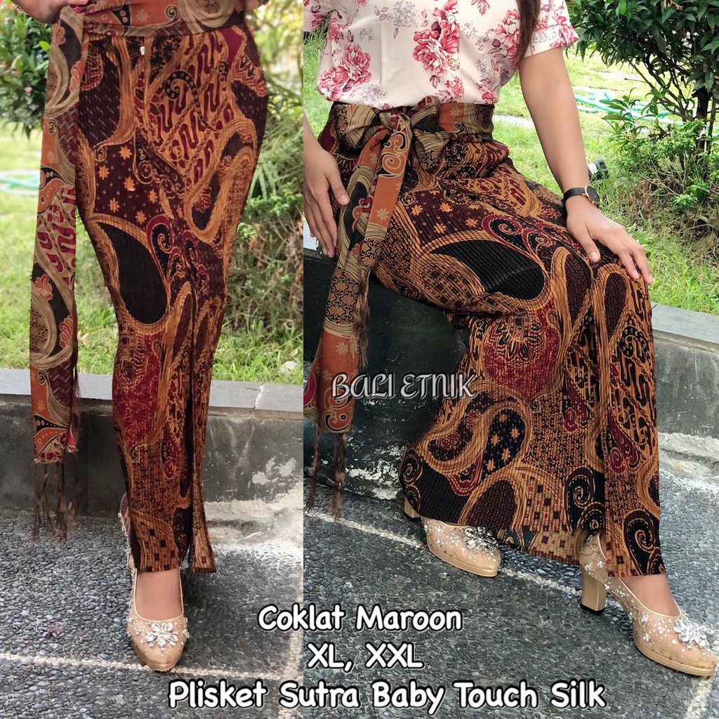 ABHA - Kamen Jadi Wanita Plisket Sutra Baby Touch Silk / Rok Jadi Cewek / Kamen Jadi Bali