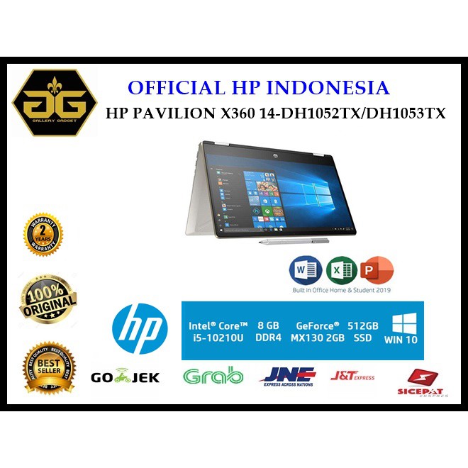 HP Pavilion x360 14-DH1052TX/DH1053TX i5 10210U 8GB 512GB Win10+Office