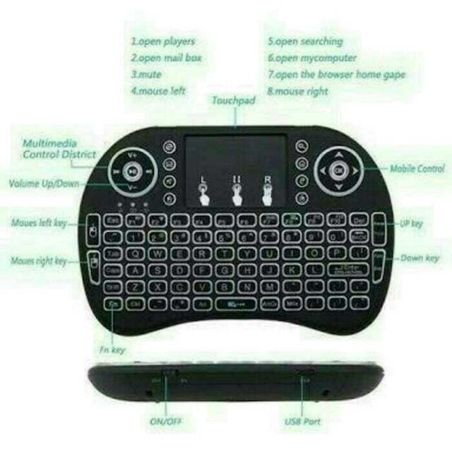 [COD] MINI KEYBOARD WIRELESS I8 / RECHARGEABLE MINI WIRELESS KEYBOARD KEYBORD I8 UNTUK TV BOX ANDROID ORIGINAL