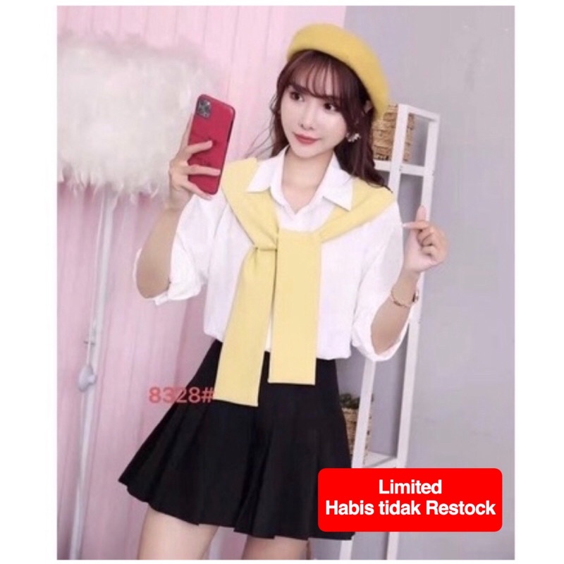 baju wanita import [HAZEL]Atasan kemeja putih wanita lengan panjang Import Korean Style