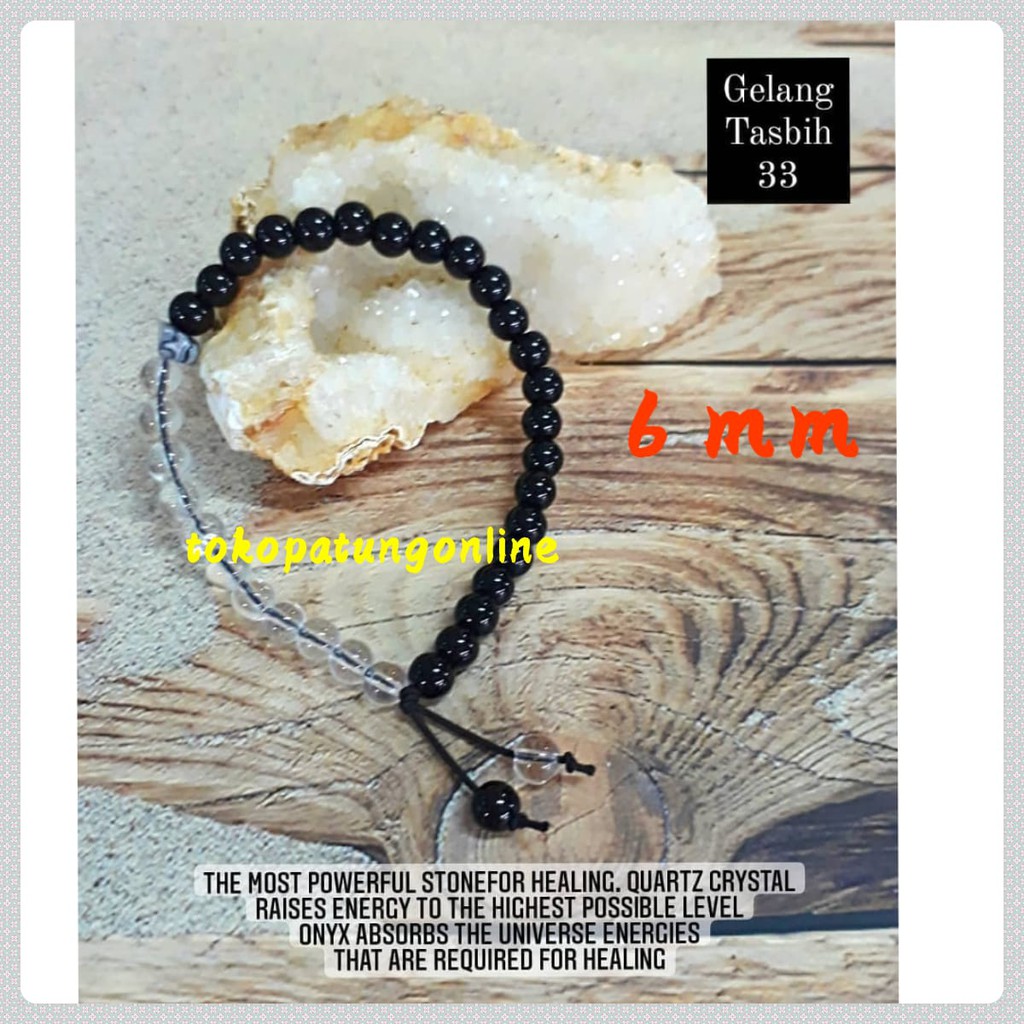 Gelang Tasbih 33 Butir Black Onxy 6Mm