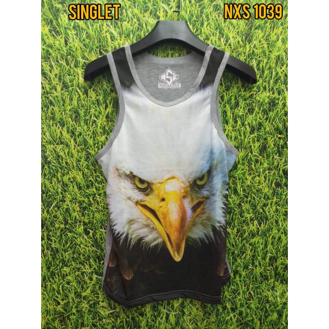 Kaos Singlet 3d Full Print Cotton Pakaian Dalaman Cowok Atasan