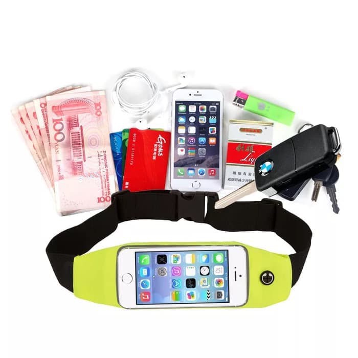 Tas pinggang olahraga / Touchscreen Waterproof Running belt Waist Bag  with connect to earphone a