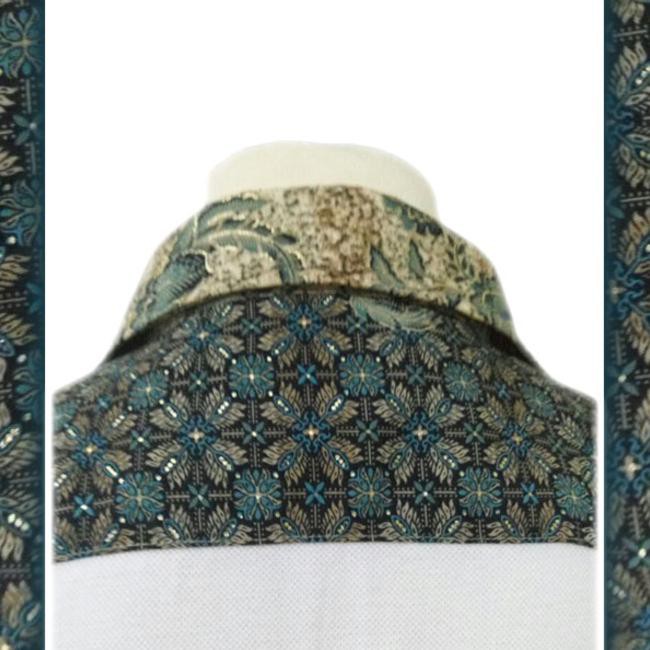 Jk Polo Shirt Wanita-Batik Aksen Hijau Kuning-Kaos Kerah-Lacoste Putih Ksh