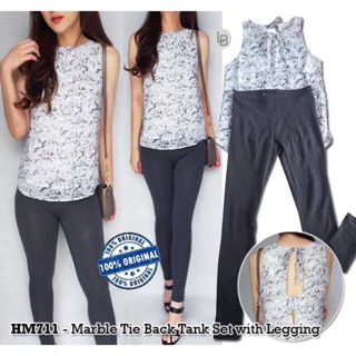  H M  Marble Tie Back Tank Set with Legging  atasan hnm ld95 