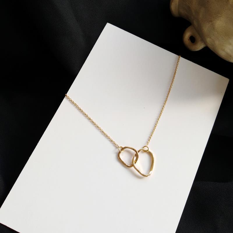 Kalung Choker Rantai Klavikula Hias Liontin Cincin Ganda Bahan Alloy Untuk Hadiah-Gold