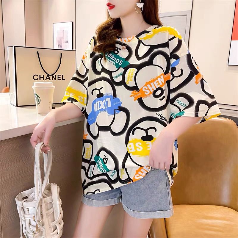 THISTLE - Oversize Tee Tshirt Wanita Model Longgar Motif Bear What Full Print