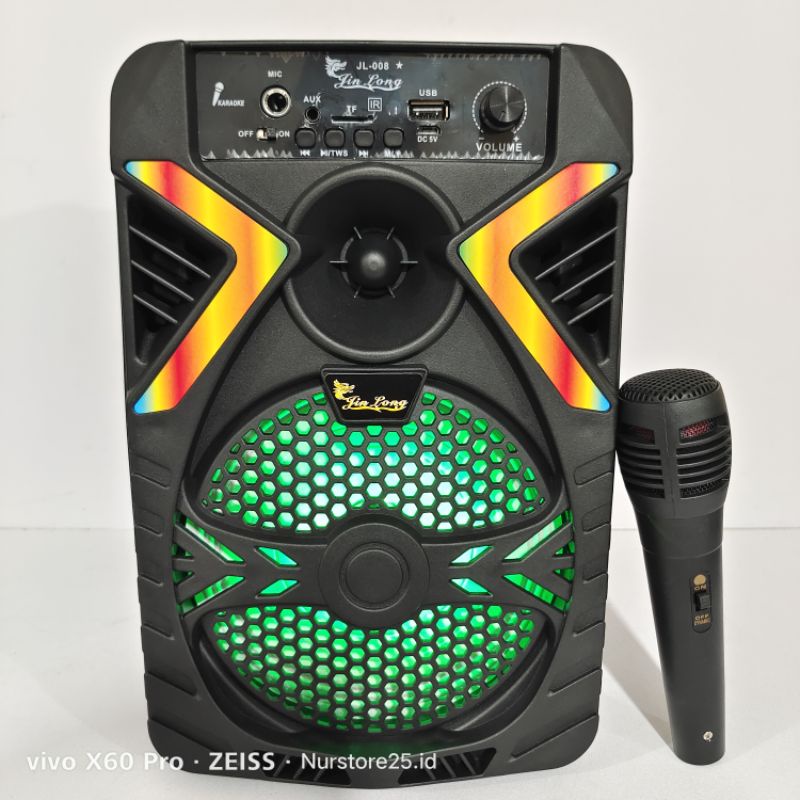 Speaker Bluetooth Portabel Jin Long JL-008 Bintang Bonus Mic Kabel /Salon Aktif Bluetooth Jinlong Su