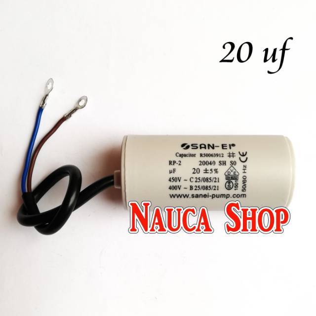 20 uf / 450 V SAN - EI Capacitor / Kapasitor Bulat 20uf / 450V  / Capasitor Pompa Air / Spare Part P