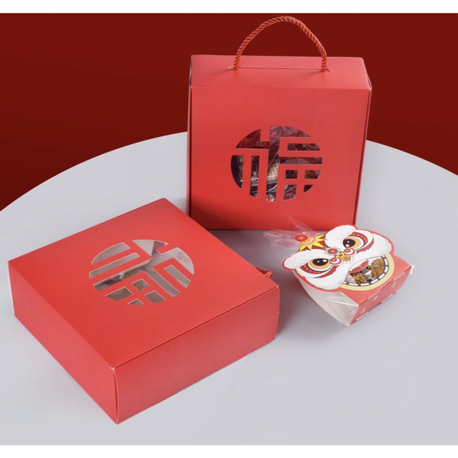 

kotak hadiah merah , gift box imlek , gift paper bag , goodie bag fu