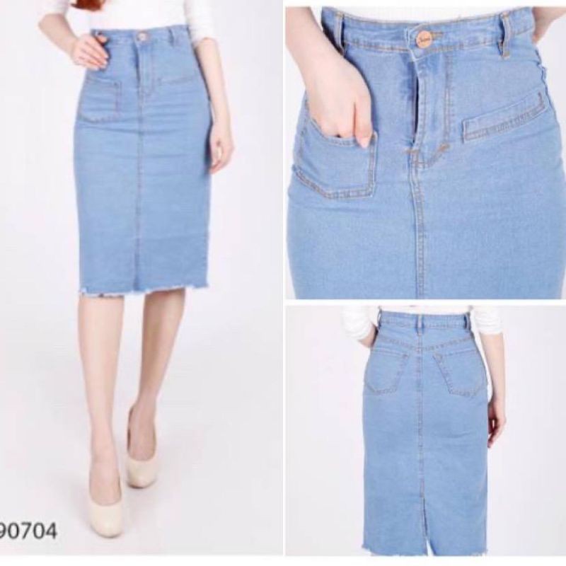 (Bisa COD) Rok jeans 7/8  | Rok span rawis | Rok jeans | Rok midi