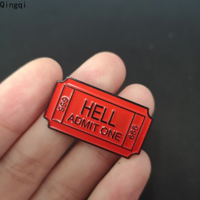 Bros Pin Enamel Desain Tiket Hell Admit One 666 Gaya Gotik