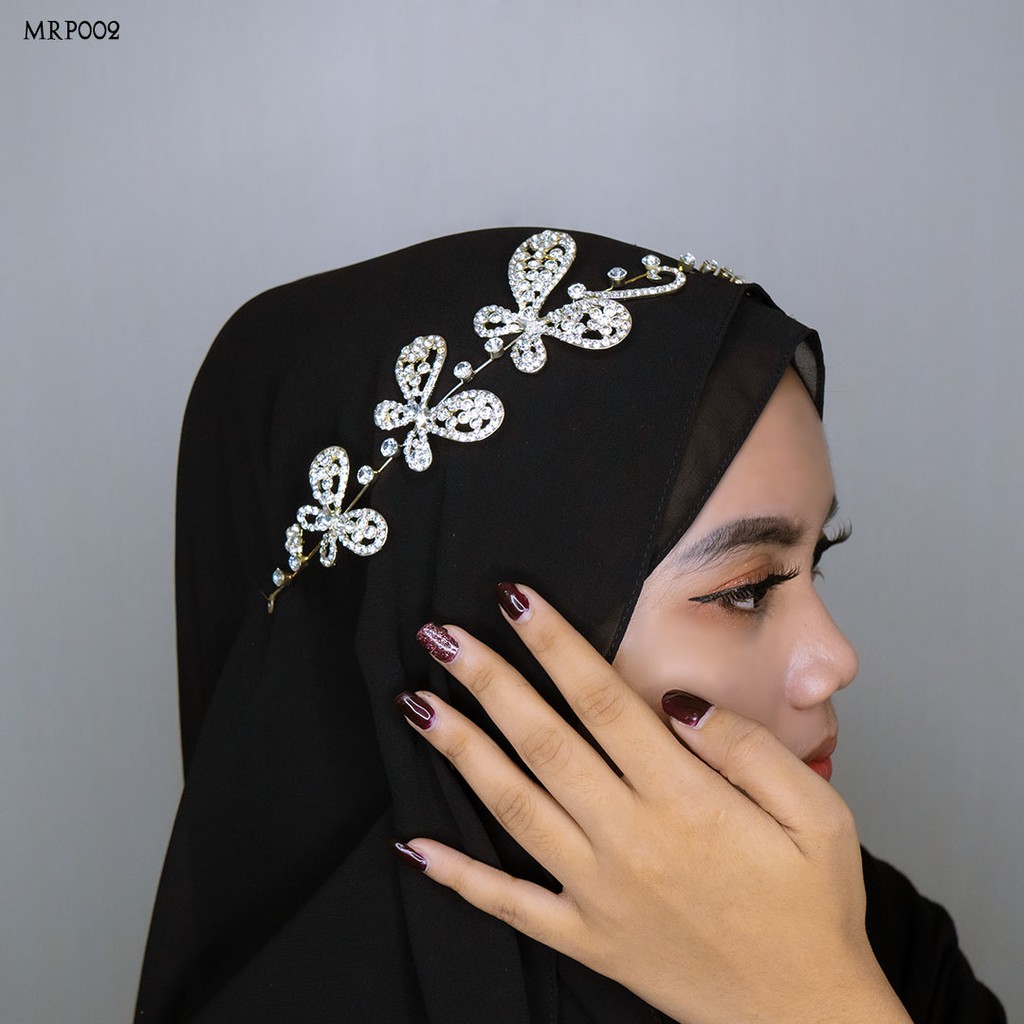 [BEST SELLER] EXCLUSIVE TIARA SILVER KUPU HIJAB ASESORIS PENGANTIN MRP002