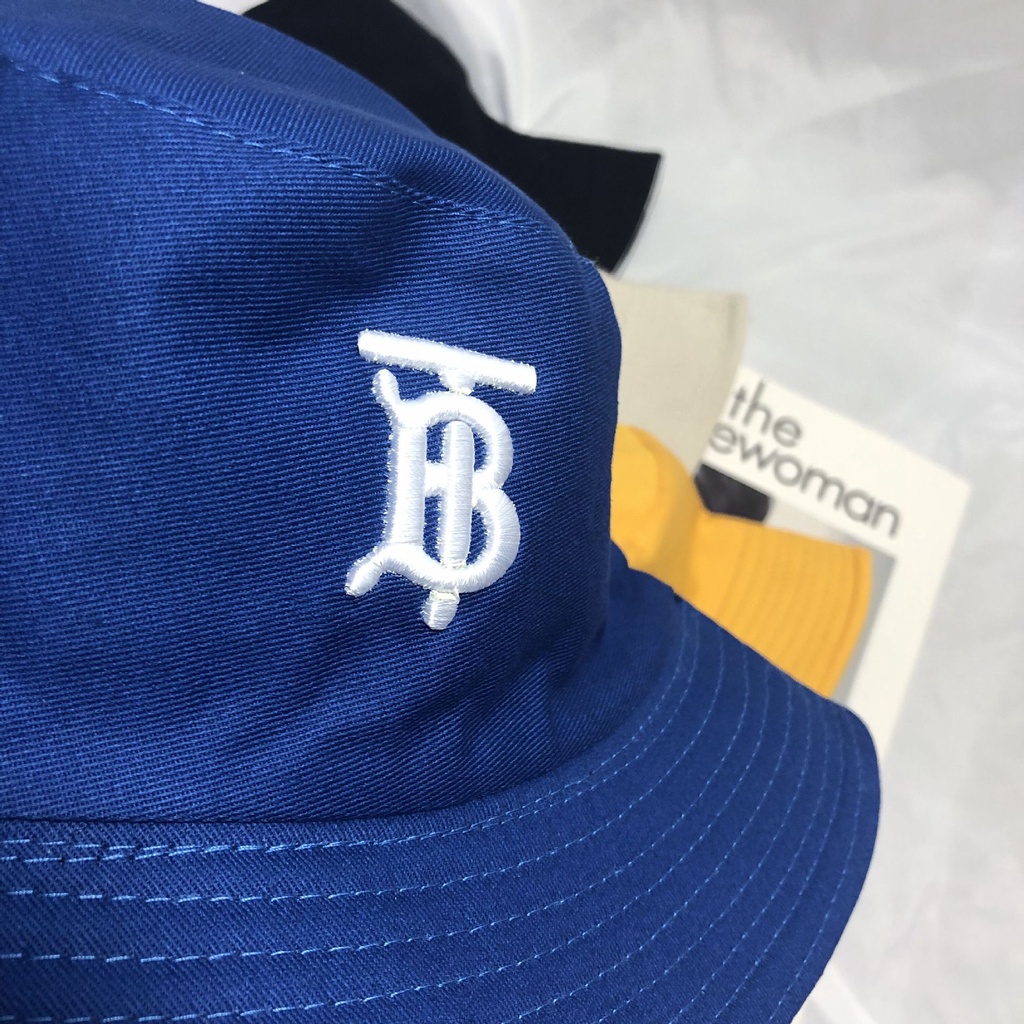 Topi Bucket Motif Bordir Bt BurberrY Gaya Kasual Untuk Pria Dan Wanita