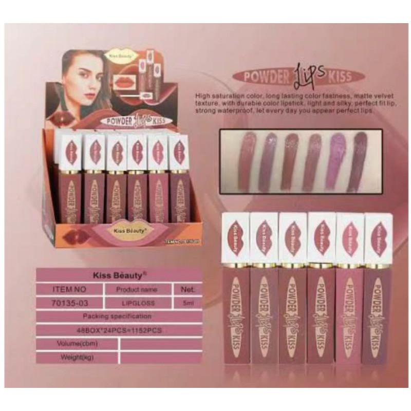 PROMO LIP GLOSS MATTE | LIP CREAM KISS BEAUTY JUICY | POWDER LIPS NO.70015-03 | 70135-03