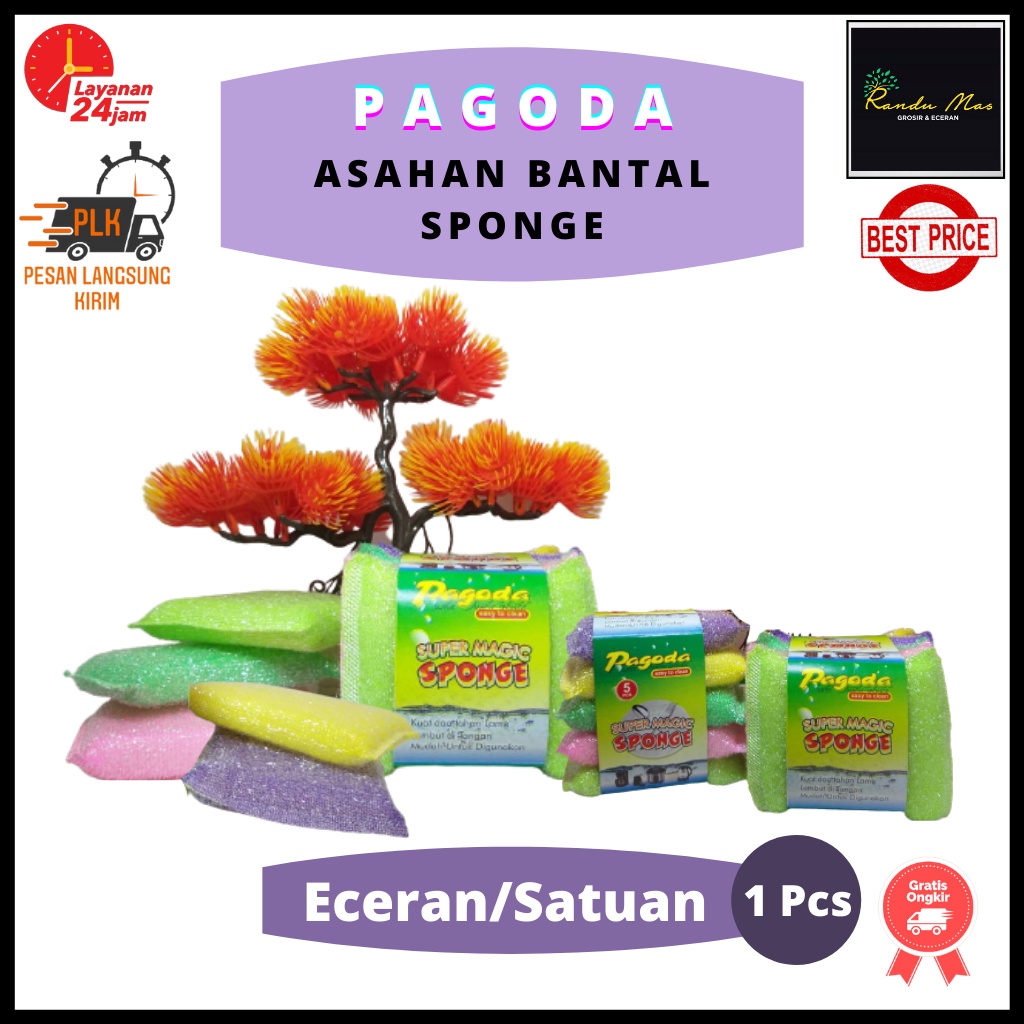 Spons Cuci Piring Warna Warni Sabut Nylon Super Magic Sponge Spon Bantal Sabut Jaring Alat Dishwashing Dapur Masak Busa Serbaguna