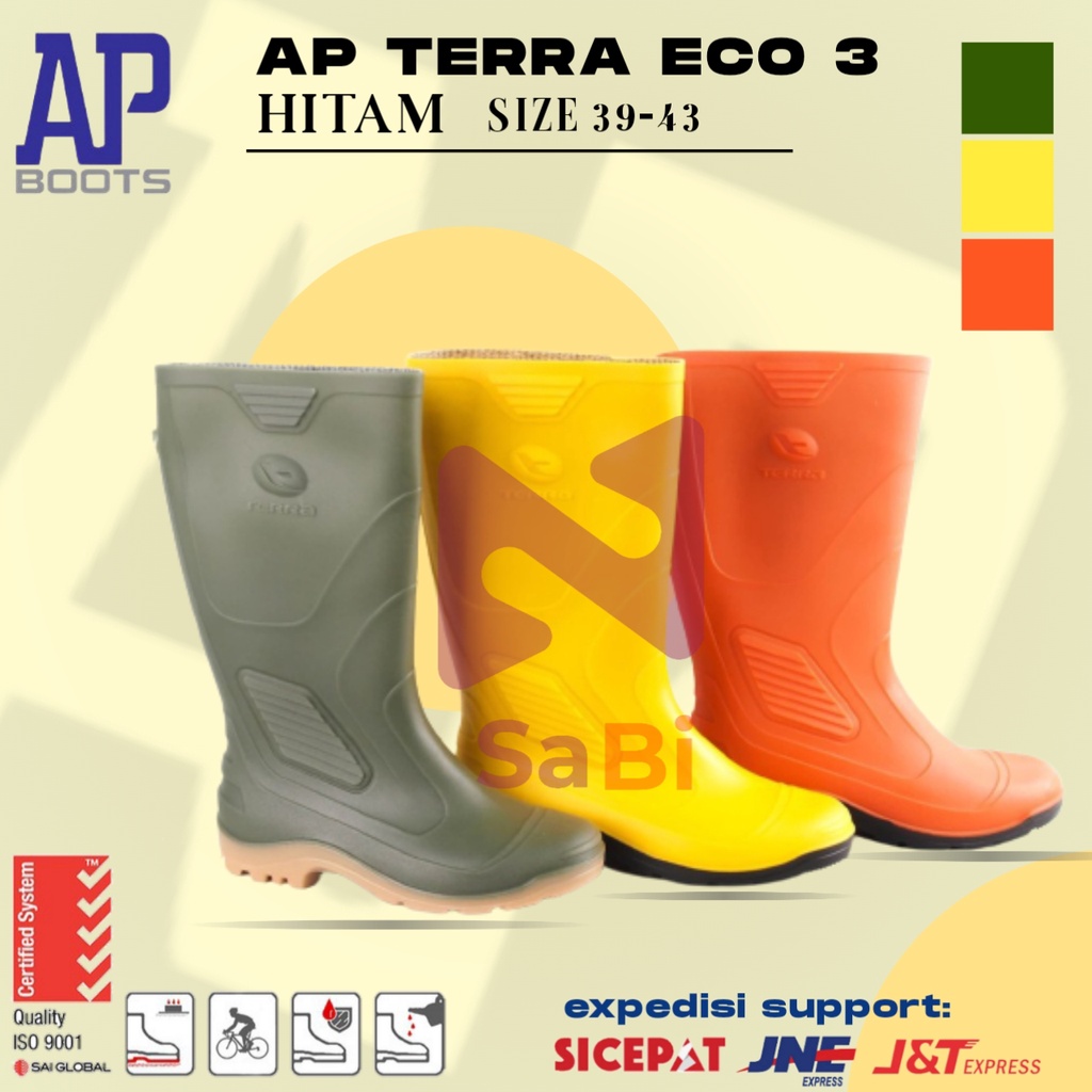 Sepatu Boot Tinggi AP BOOTS AP TERRA ECO 3 HIJAU KUNING ORANGE/sepatu AP boots pria/sepatu karet/sep