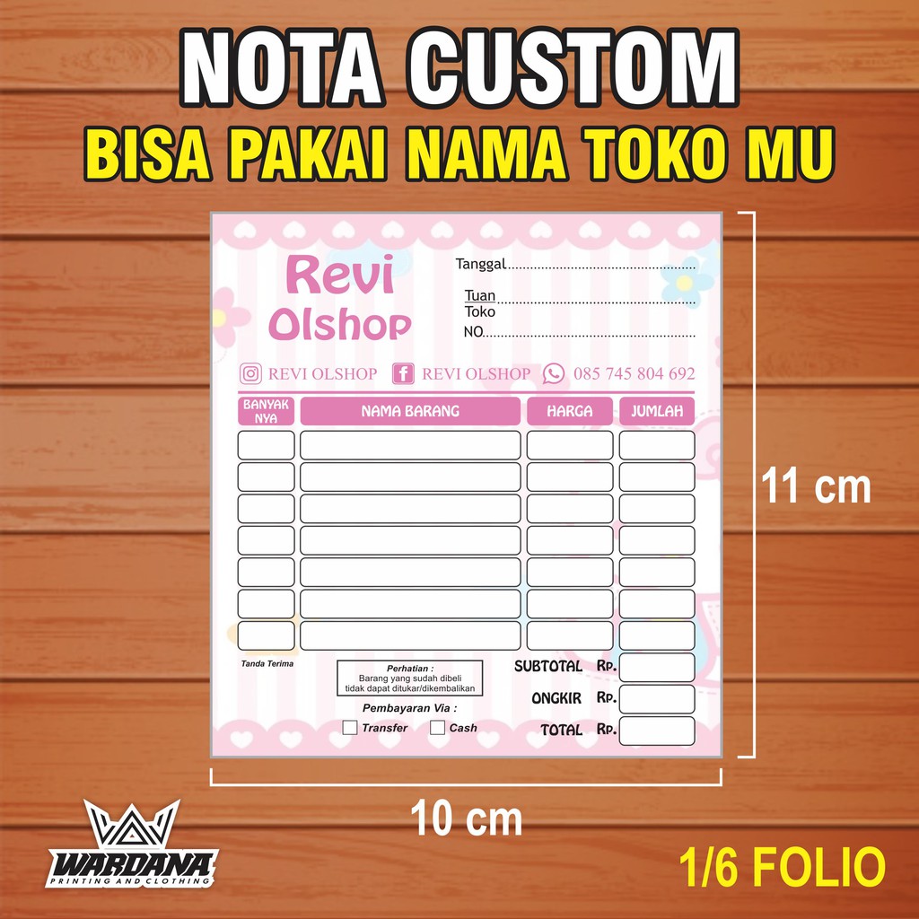 Jual Nota Olshop Custom Lembaran Nota Laundry Custom Nota Mini Custom Nota Kwitansi Penjualan