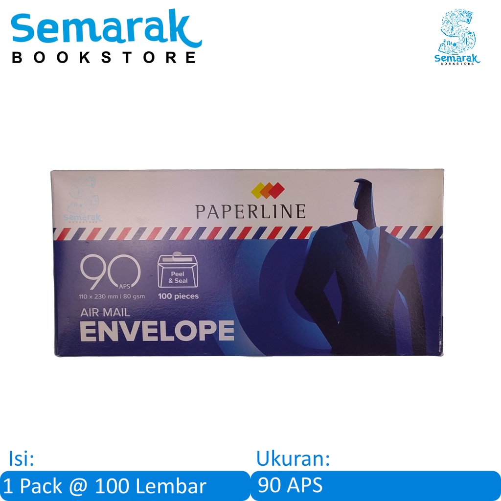 

PaperLine AirMail Envelope Amplop Pos No. 90: 110 x 230 mm [1 Pack / 100 Lembar]