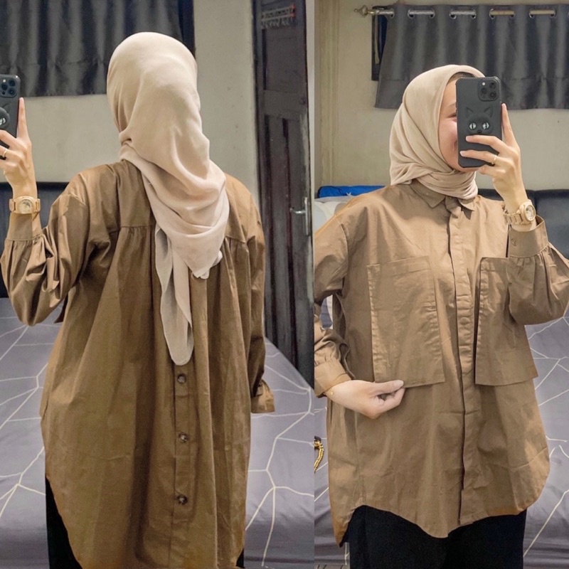 BEFAST - ZRD OOTD Kemeja Wanita NAVISA / LORA TOP / Atasan Lengan Panjang / Pakaian Kemeja Wanita ABG / Kemeja Casual / OOTD Remaja Wanita Modis / Kemeja Polos Formal / Trendy / Termurah