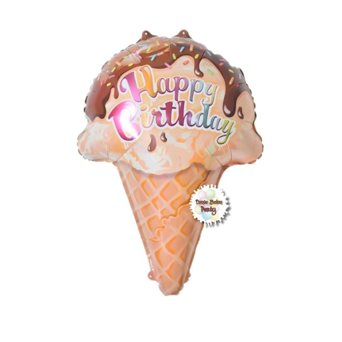 Balon Foil Happy Birthday Ice Cream / Balon Foil Ice Cream Coklat