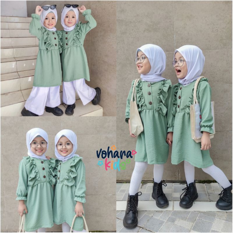 Tunik Marinka Crinckle Airflow PREMIUM 2-5 Tahun KIDS Tunik Anak Crinckle