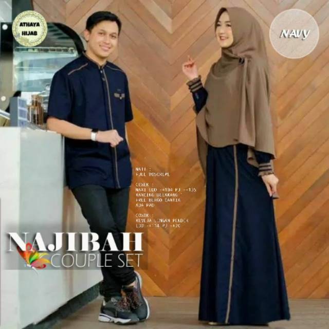 Najibah Couple Set Gamis Khimar + Kemeja by Athaya