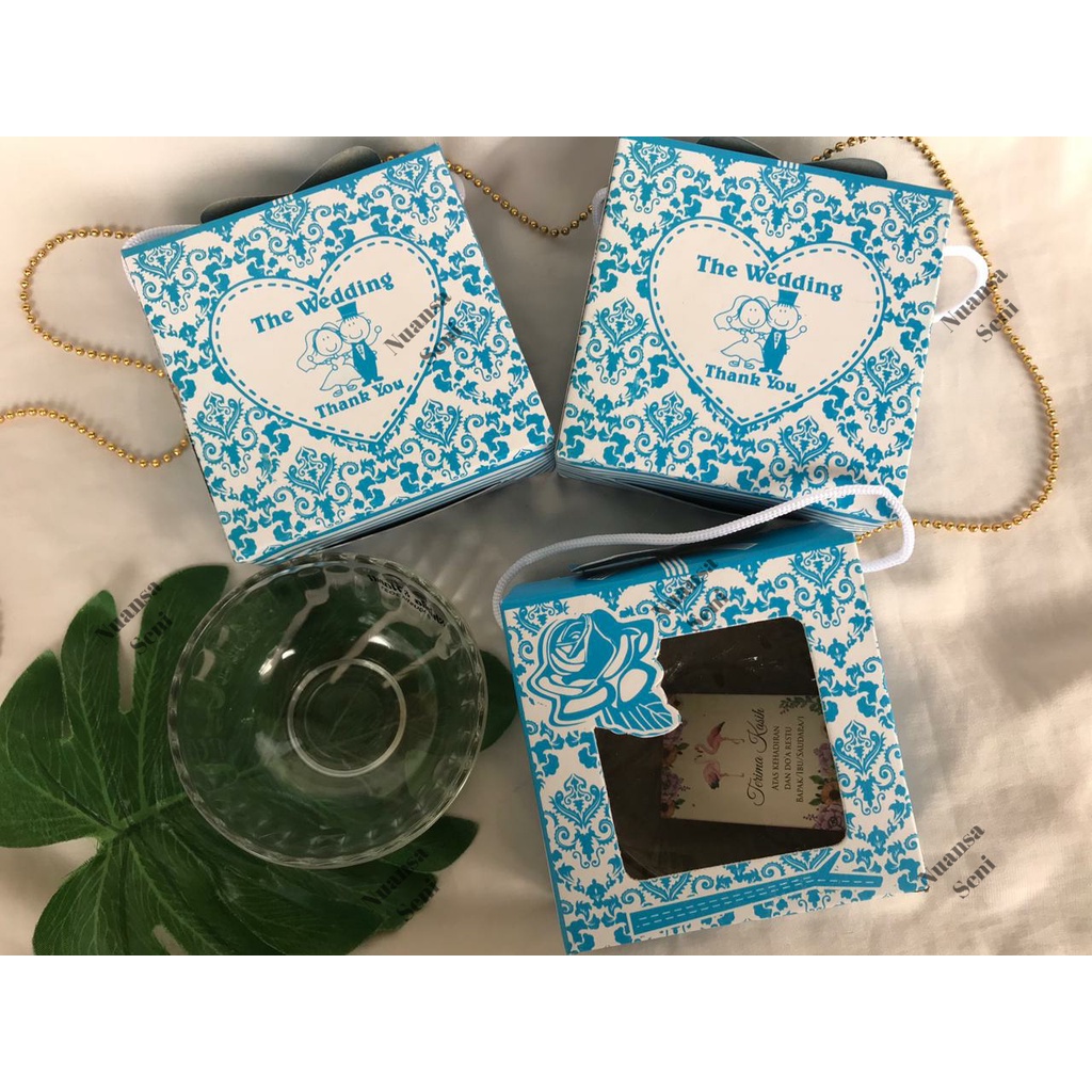 Souvenir Mangkok Sambal Kaca Mini Glass Bowl Mangkuk Puding Kemas Paper Box